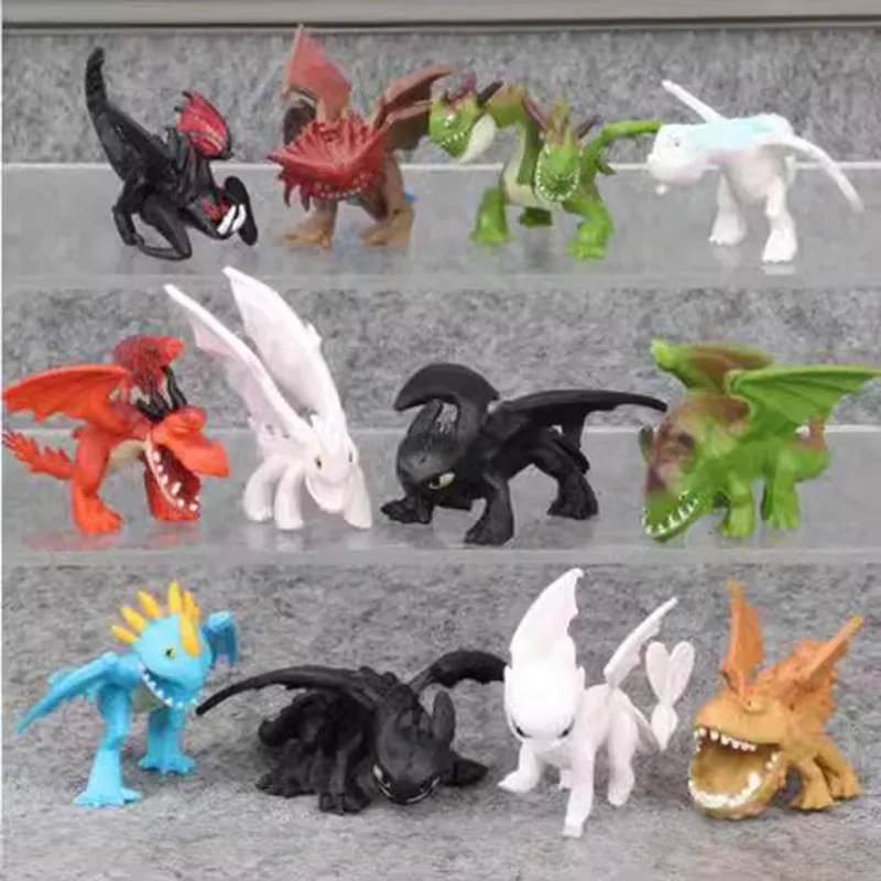 12Pcs/set How To Train Your Dragon The Hidden World Toothless Night Decor PVC Collectible Fashion Trendy Model Hobby Toys Gift