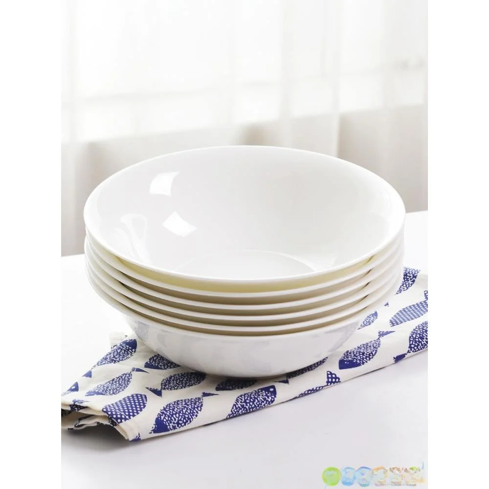 

Thiened Pure White Cerc Bowl Set for Home And Commercial Use Breakfast Restaurant Noodles Soup Dumplings Chinese Sle D...