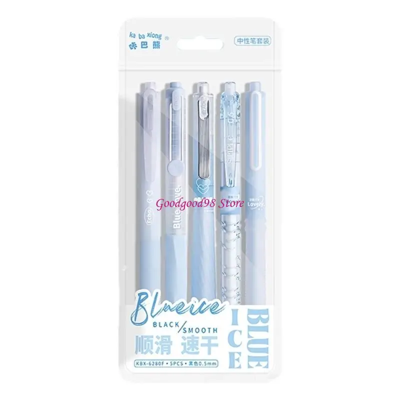 

5Pieces Gel Inks Pen 0.5MM Tip Retractable Gel Pen Quick Drying Refillable Journaling Pen for Writing Note Taking