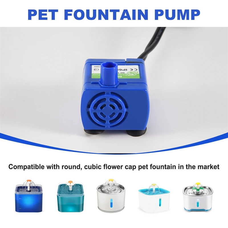 Cat Water Fountain Pump, Pet Water Fountain Pump Replacement Pump DR-DC160 Motor For Round, Flower Cap Cat Fountain