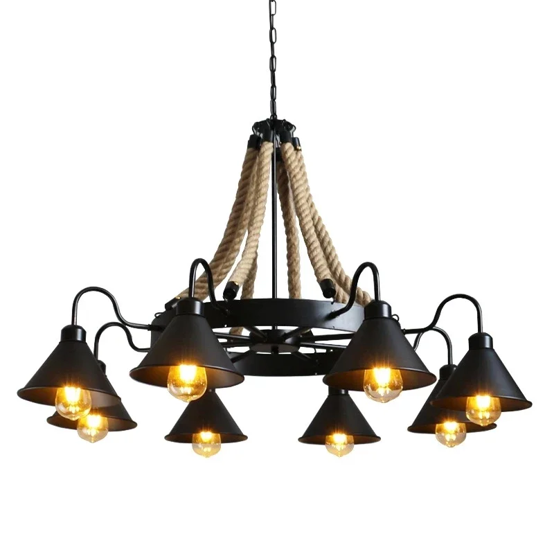 

Loft Retro American Industrial Hemp Rope Chandelier Restaurant Clothing Shop Barber Shop Online Cafe Creative Bar Hotel Lamp