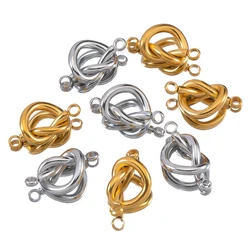 No Fade 5pcs Stainless Steel Twist Knot Connectors Double Hole Charms Pendants For DIY Handmade Bracelet Necklace Jewelry Making