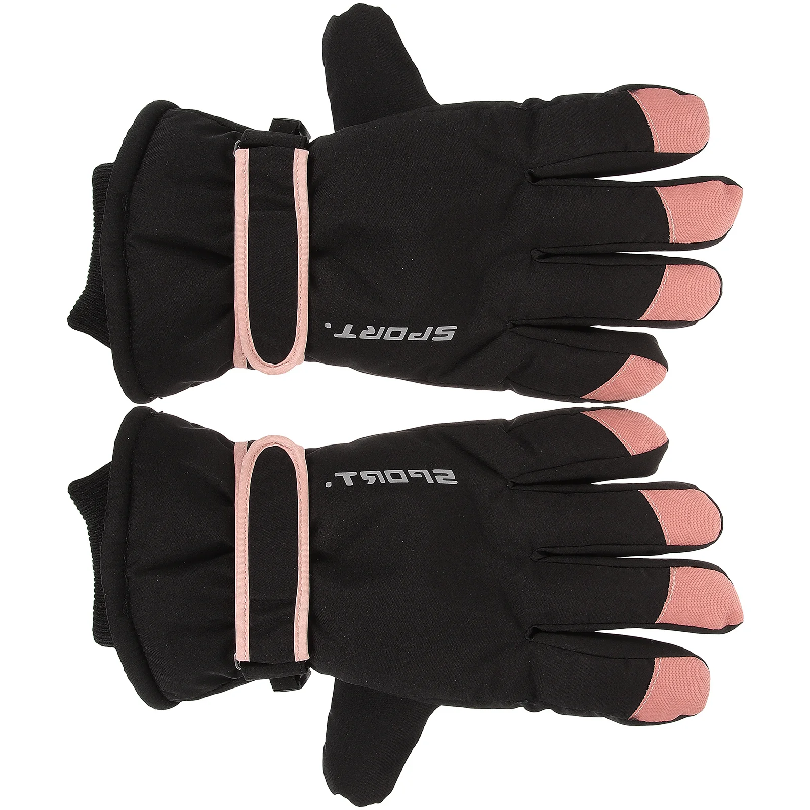 

2pcs Winter Gloves Black Universal Size Thickened Warm Waterproof Ski Mittens Windproof Touchscreen Outdoor Gloves