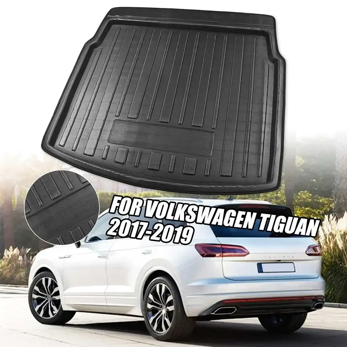 Car Interior Cargo Liner Boot Tray Rear Trunk Cover Matt Mat Floor Carpet Kick Pad For Volkswagen For VW Tiguan 2017 2018 2019