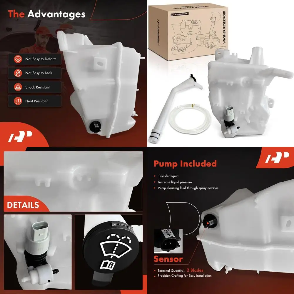 A-Premium Windshield Washer Reservoir Compatible with Select Chevrolet Models - Trailblazer 2021 2022 2023, with (Washer Pump/Ca
