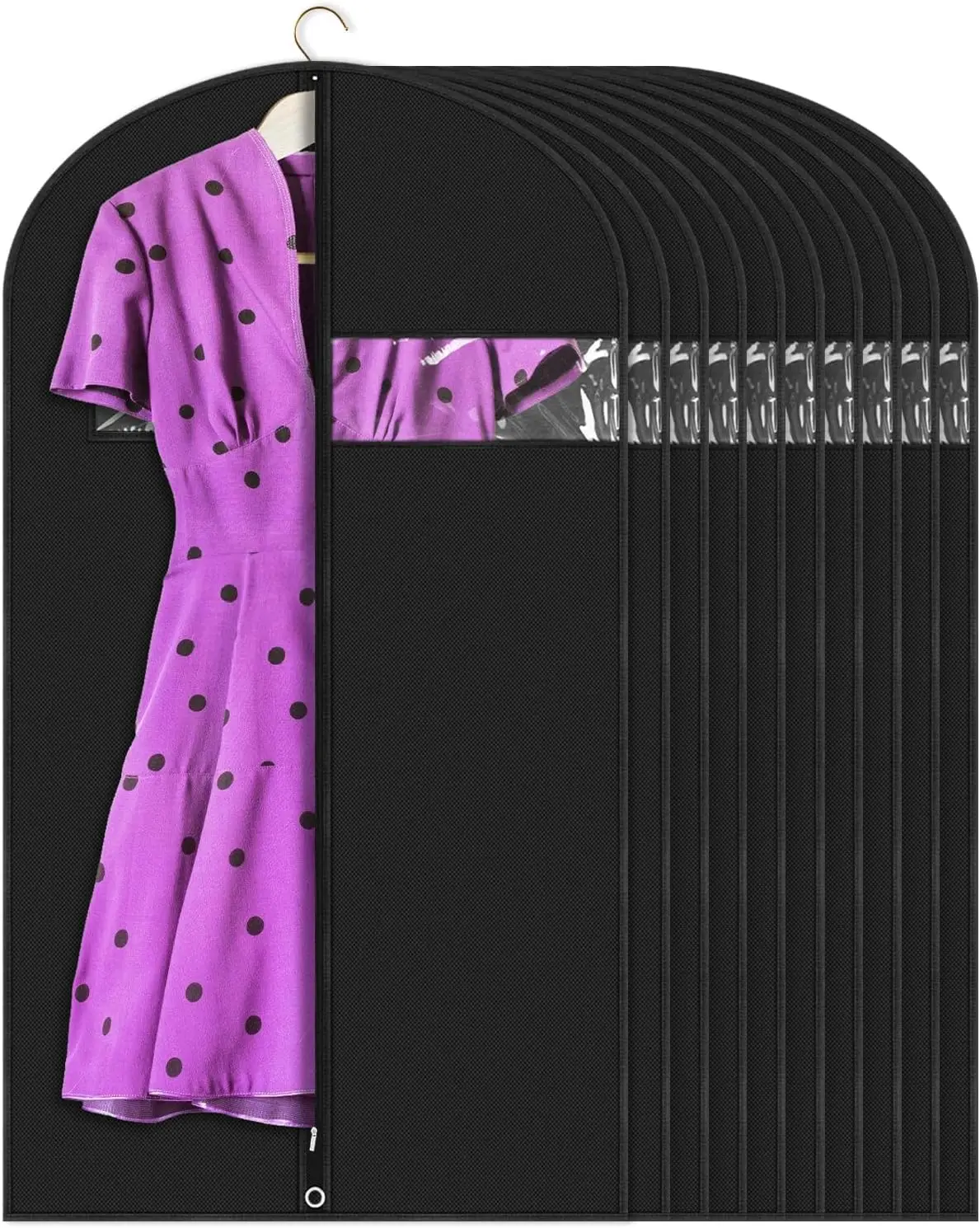 

Garment Bags for Hanging Clothes (43'' x 24'' set of 10) Zipper Suit Bags for Travel with Clear Window Durable PEVA Dres