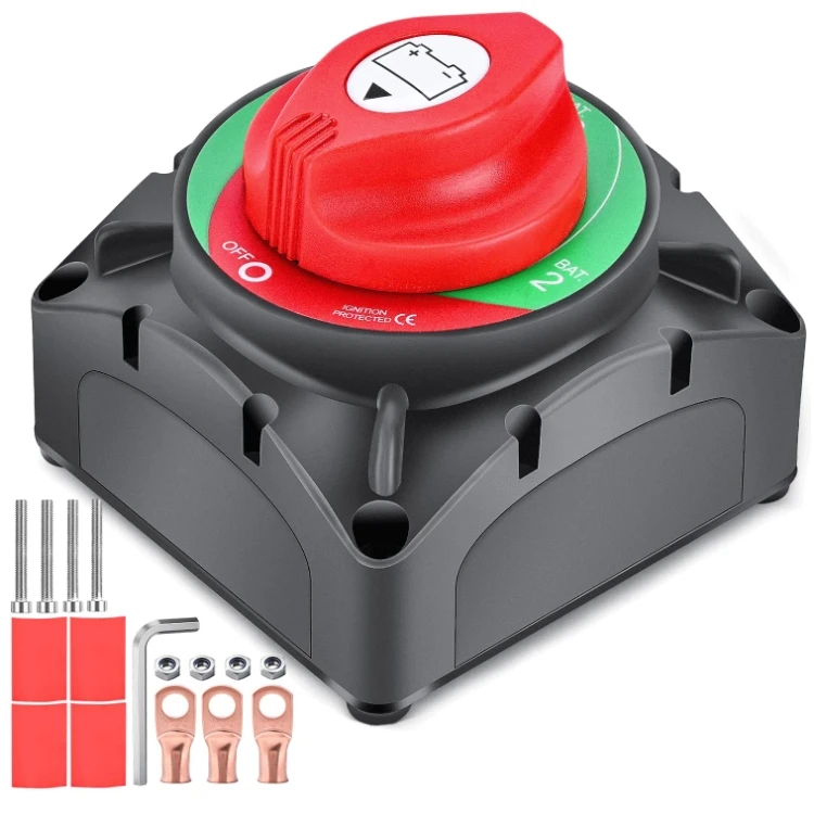 

Battery Disconnect Switch 1-2-Both-Off 12V-48V 600A RV Selector Power Cut Off Battery Switch