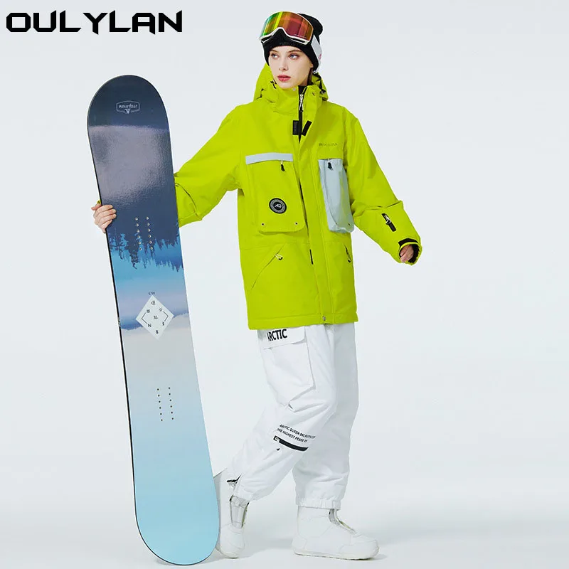 Ski Suit for Women Single Board Ski Hoodie Suit Men Winter Warm Thickened Waterproof Windproof Ski Clothing Set Jackets Pants