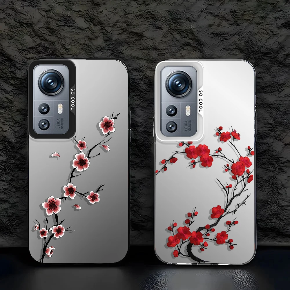 Bright Flowers For Redmi K60 12 10X 9T 9C 8 A1 A2 Plus 4G Fashion Colorful Silver Phone Case