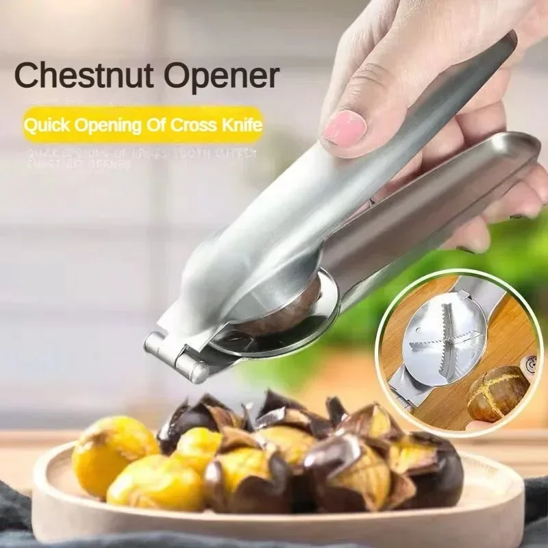 Household Raw Chestnut Opener Stainless Steel Cross-cut Shelling Machine Gadgets Raw Chestnut Clip Can Opener Cocina Accesorios