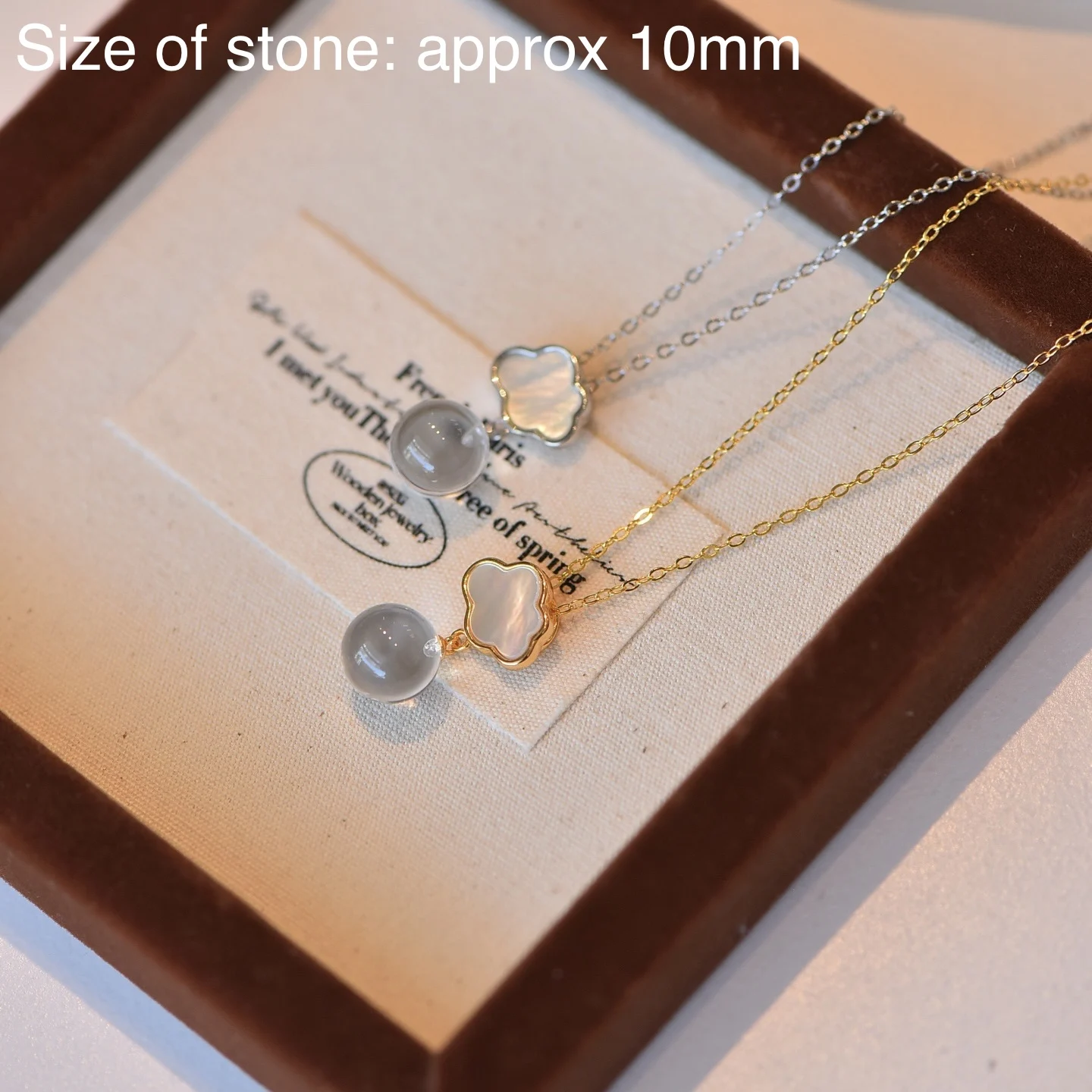 1Pc Fengbaowu Natural Clear Clean Rock Quartz Sphere Pendant 925 Sterling Silver Shell Reiki Healing Stone Jewelry Gift Women