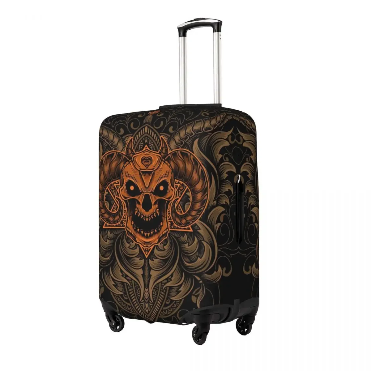 Demon Skull Head With Antique Engraving Ornament Luggage Protective Dust Covers Elastic Waterproof Suitcase Cover Travel