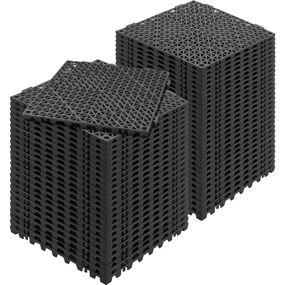 Interlocking Tile 55PCS Black, Drainage Tiles 12