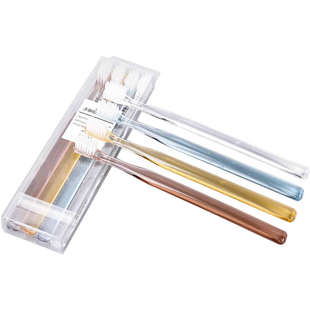 8 قطعة فرشاة أسنان ذات شعيرات ناعمة كريستال مقبض بلاستيكي شفاف قبضة مريحة طويلة للسفر المنزل استخدام مجموعة فرشاة الأسنان الكبار #2