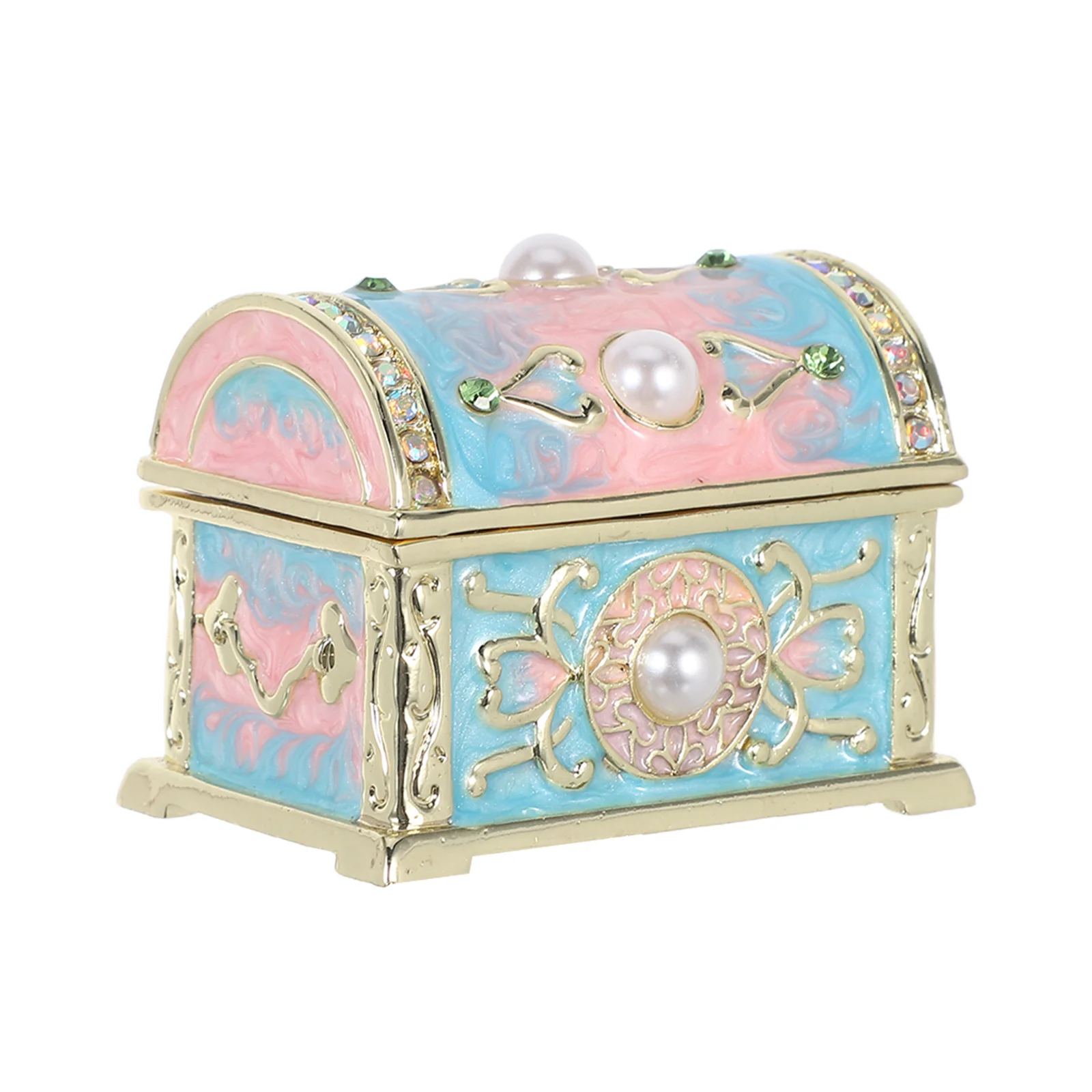 

Элегантная эмалированная шкатулка для драгоценностей на петлях, маленький винтажный металлический органайзер на память для колец, сережек, домашнего декора, эмалированная шкатулка для драгоценностей на петлях