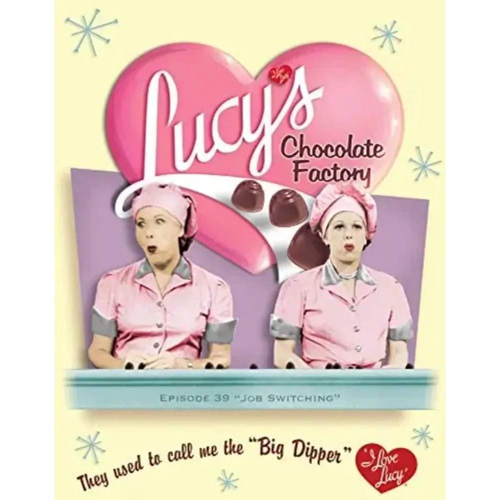 I Love Lucy Chocolate Factory Tin Sign Hot Chocolate Bar Print Sign for Christmas Party Decor,Black Chalkboard Background Best