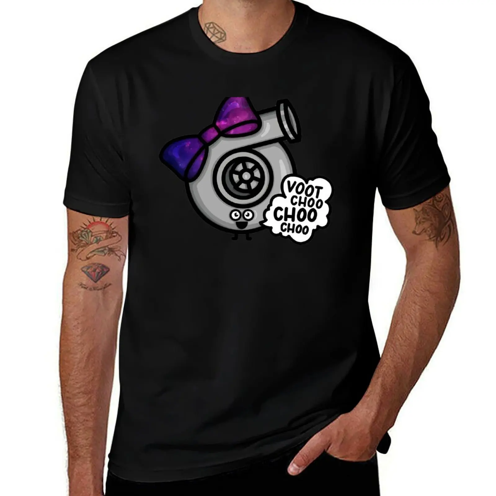 What Does The Cutest Turbo say - Dark Purple/Pink Galaxy Bow T-Shirt man t shirt cotton high quality T-Shirt
