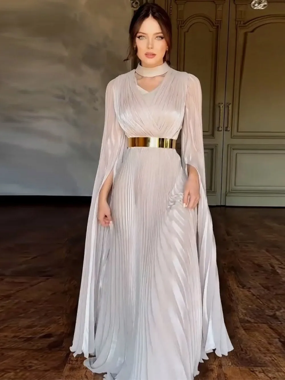 

Ид Абая женское платье мусульманское Джалабия с v-образным вырезом макси с длинным рукавом Vestidos Largos вечерние кафтан платья для Рамадана кафтан арабский халат 2025