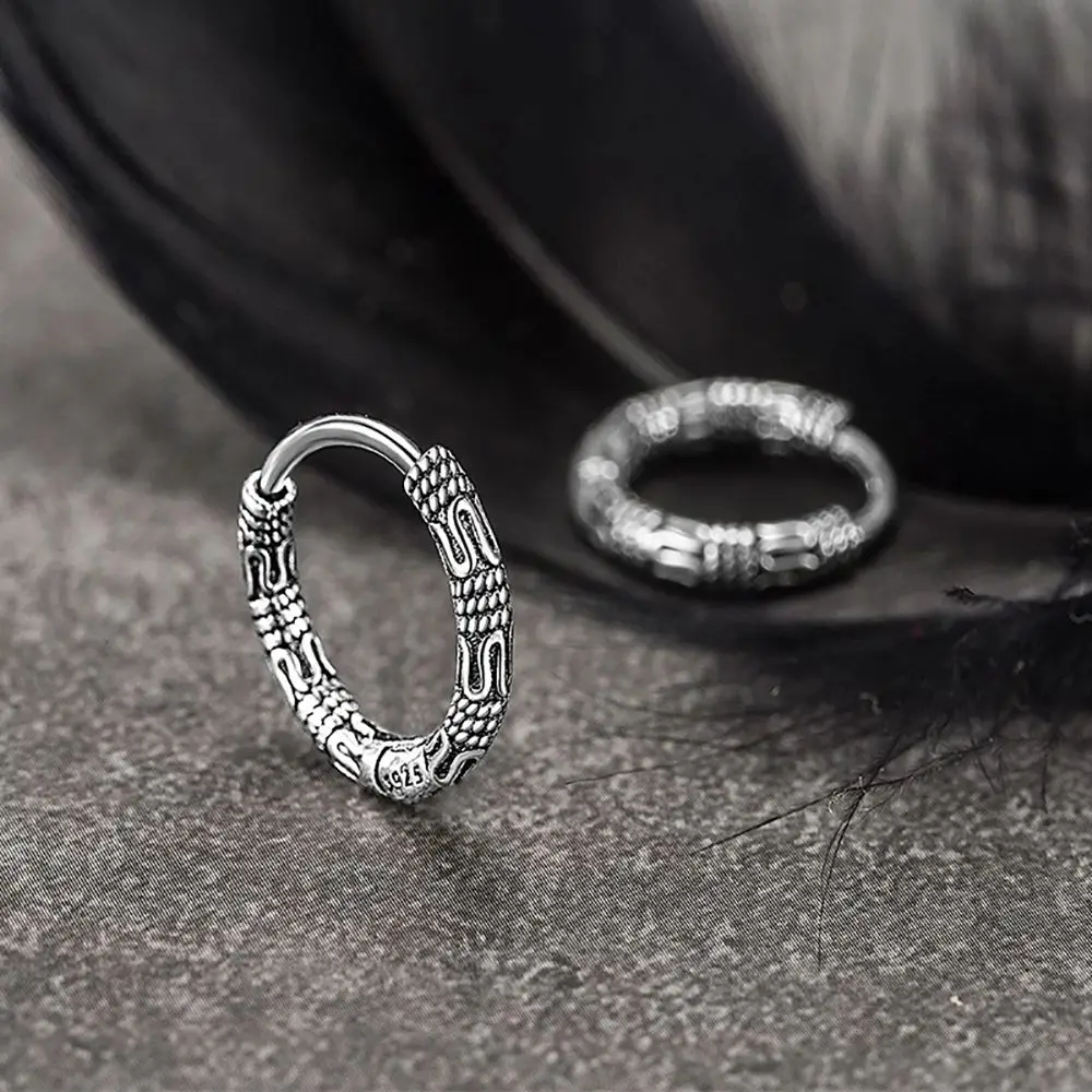 

Vintage Trendy Hip Hop Female Metal Hemp Rope Korean Style Ear Buckle Pattern Earring Women Hoop Earring Fashion Jewelry