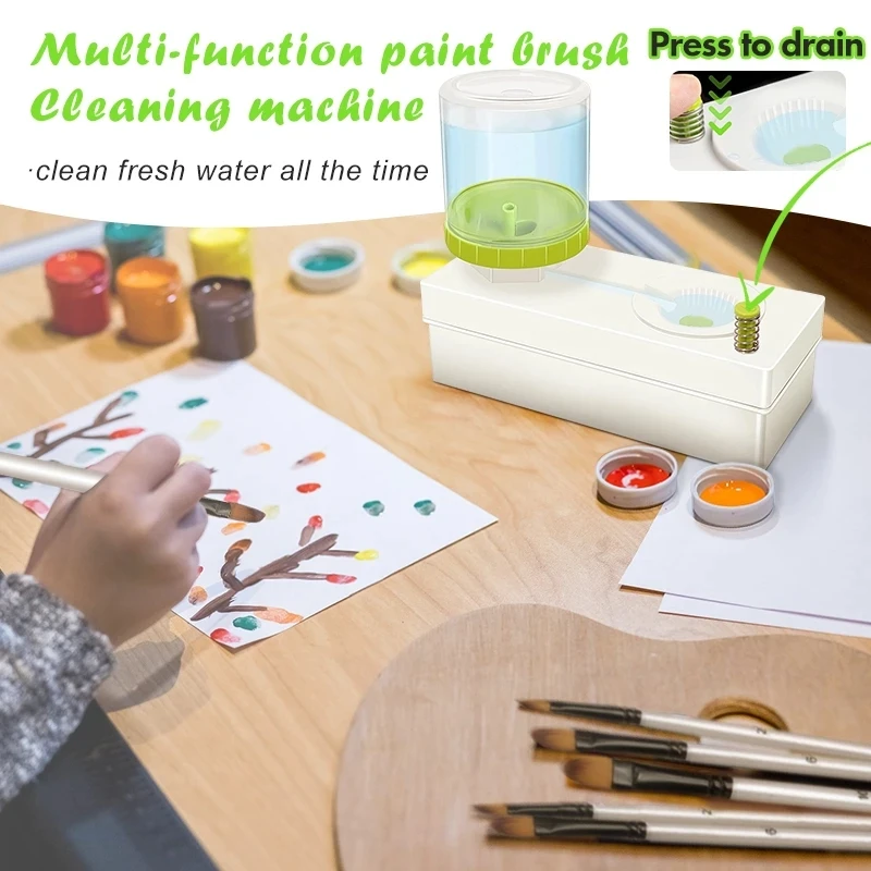 Multifunktionaler Pinselreiniger mit Pinselhalter, auslaufsicherer Aquarellpinselreiniger für Klassenzimmer, Schüler-Kunstsets und Werkzeuge – Detail 3