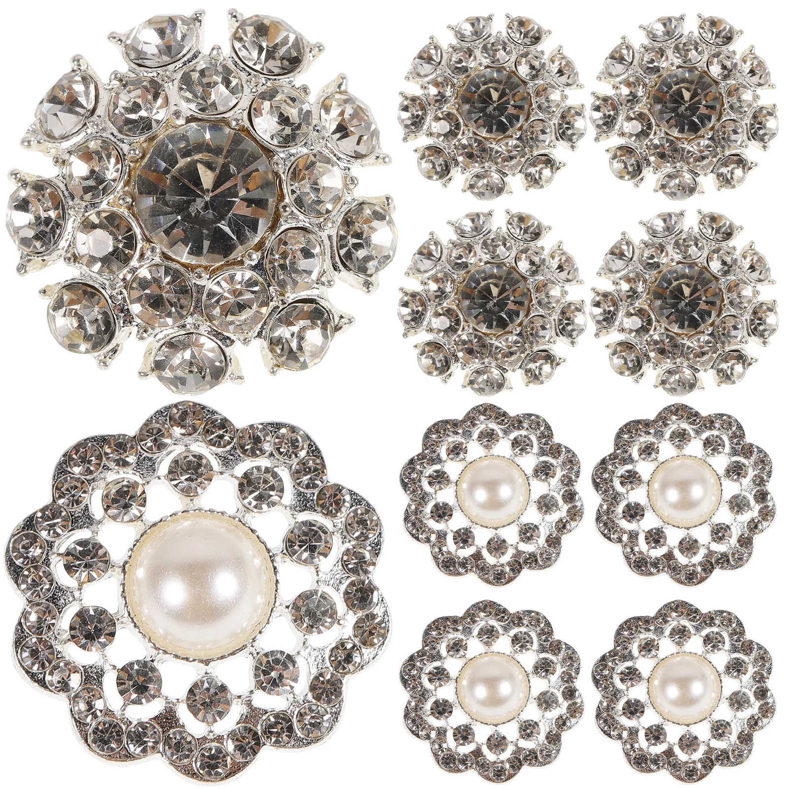 

10Pcs Decorative Rhinestone Button Flower Shape Sewing Buttons for Clothing DIY Craft Dress Coat Replacement Accessories