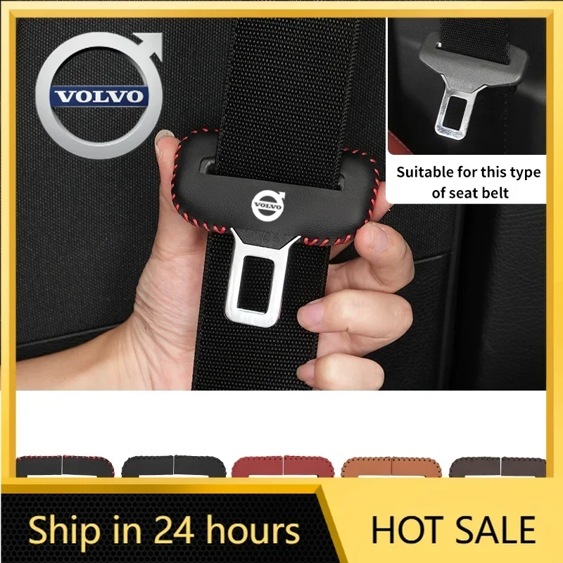 

Steering Covers Leather Car Seat Belt Clip Protector Cover Anti-Scratch Buckle Sticker For Volvo XC40 XC60 XC70 S60 V40 V50 V60
