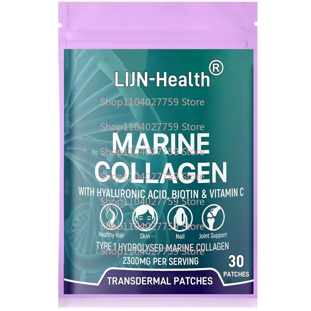 30 Patches Marine Collagen Transdermal Patches with Hyaluronic Acid & Vitamin C  for Women and Men