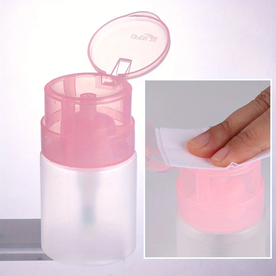 100/200ml Empty Press Pump Dispenser Plastic Lockable Leak-proof Nails Polish Remover Pressed Bottle Makeup Tools Liquid Storage