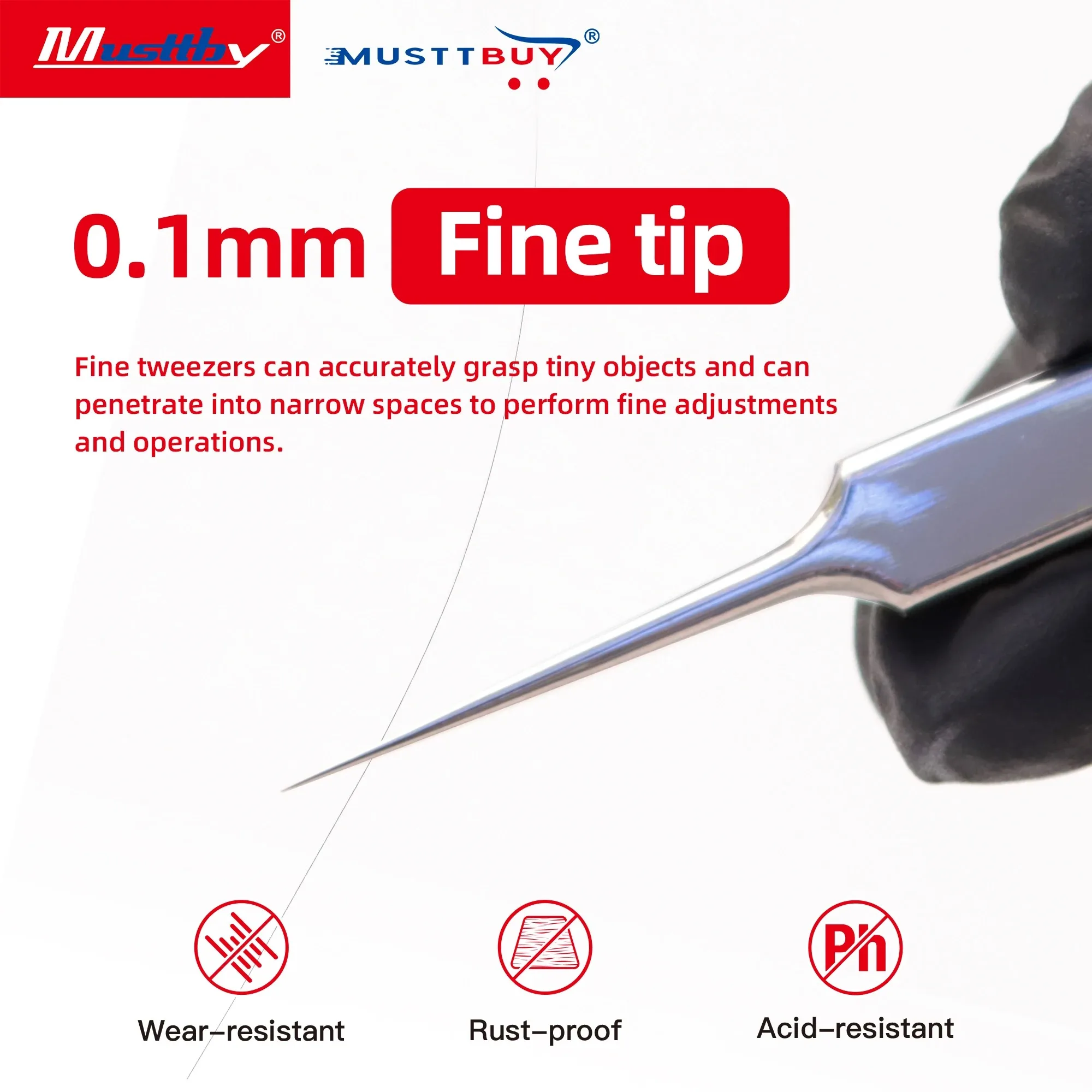 Musttby G13 Precision Straight Curved Tweezers Anti-static Forceps Phone IC Chip Jump Wire Soldering Repair Tool
