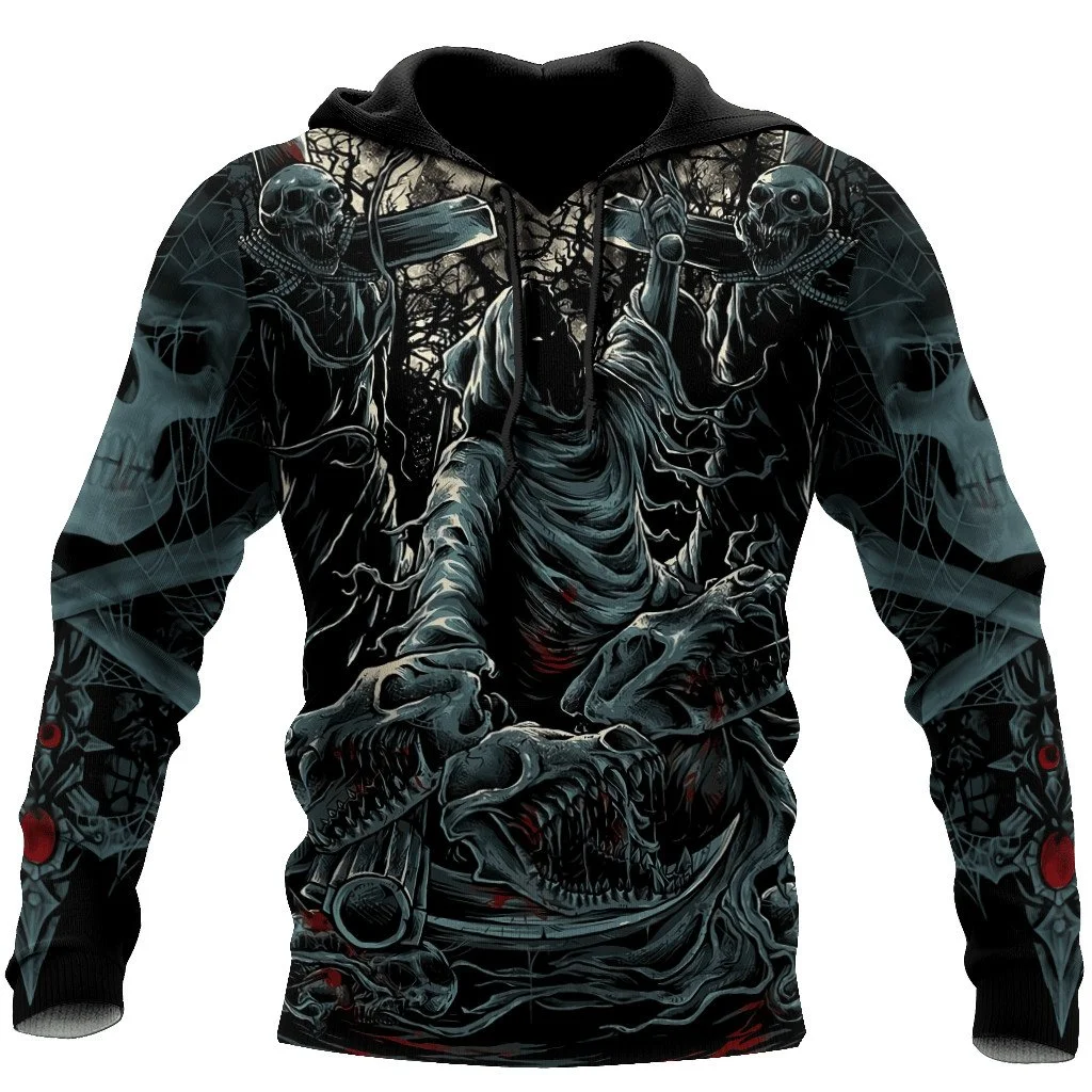 Men Skull Hoodies 3D Print New Autumn Winter Streetwear Long Sleeve Fashion Skeletons Casual Pullover Tops Oversize Hot-selling