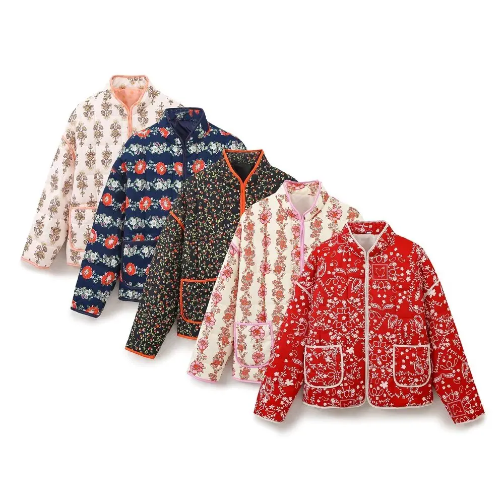 

BWQ Осенняя женская одежда в европейском и американском стиле, модная простая и универсальная повседневная хлопковая куртка с разноцветным принтом