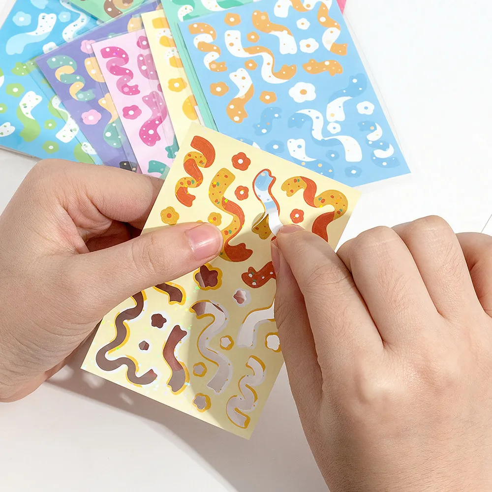 8pcs Korean Cute Ribbon Sticker Pack - Kawaii Glittery Hologram Confetti Stickers For KPOP Toploader Deco, Scrapbooking & More