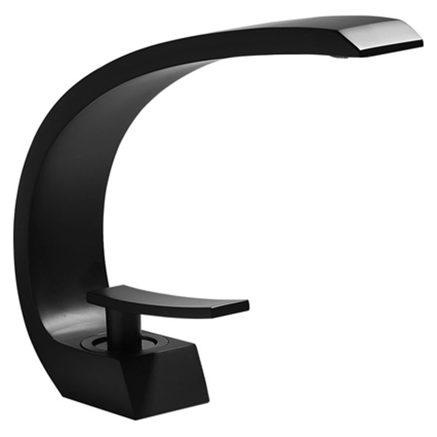 

B50C Modern Bathroom Basin Faucet, Single Handle Hot And Cold Water Waterfall Faucet, Black
