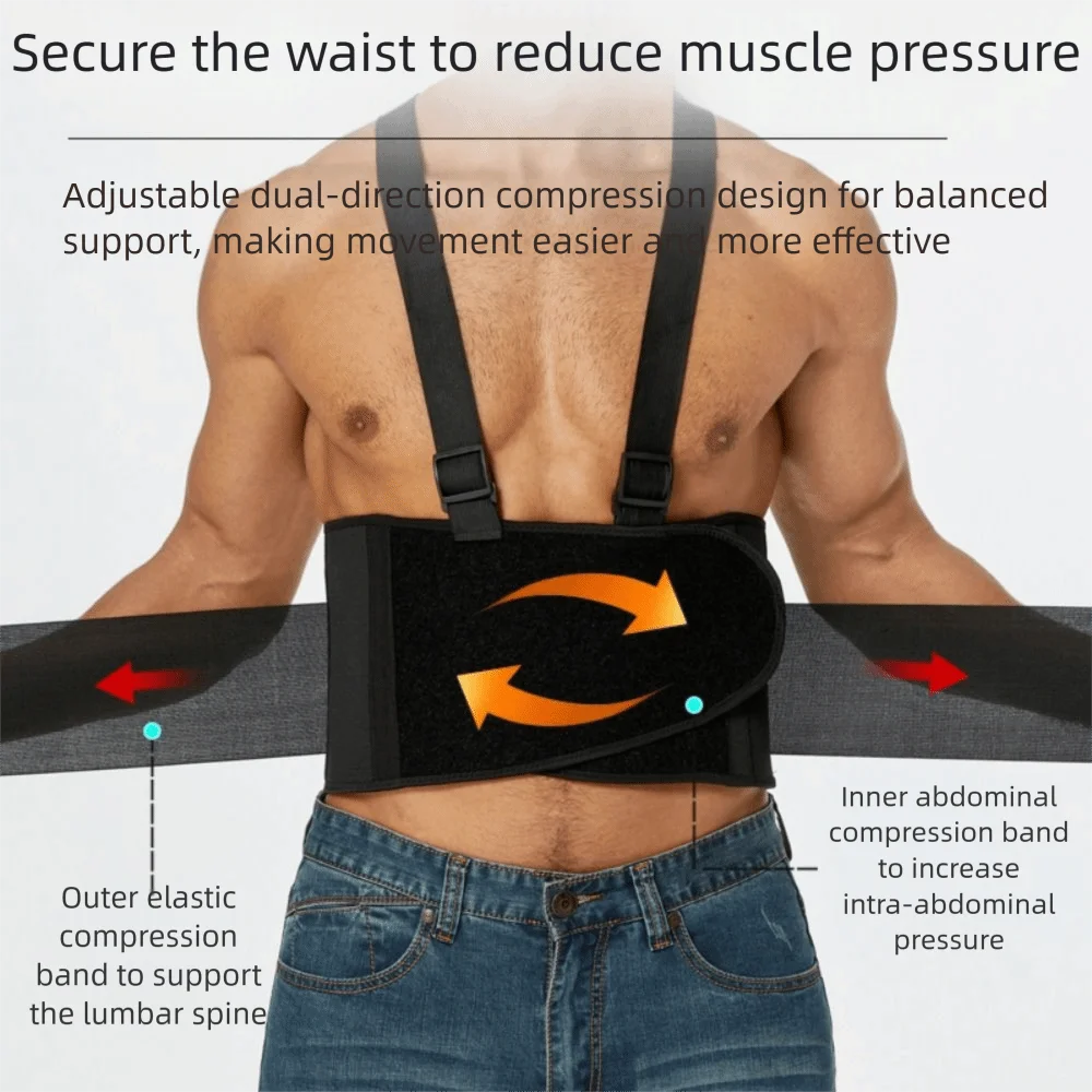 With Suspenders Heavy Duty Back Brace Back Brace Strong Support Spine Support Belt Breathable Slim Design Lumbar Corset Workout