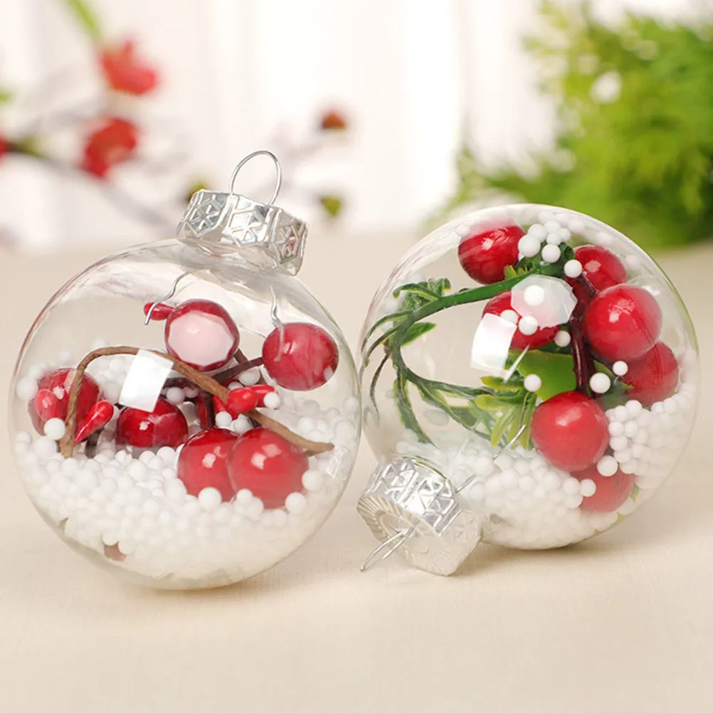 Clear Fillable Christmas Ornaments 15Pcs Transparent Plastic Hanging Balls for Tree Holiday Party Decor