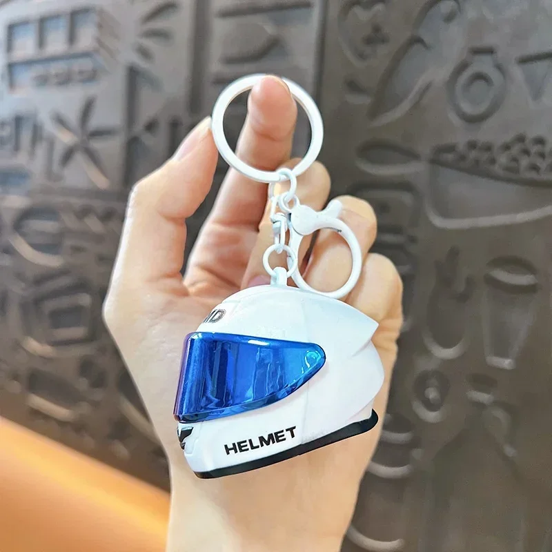 Creative Color‑Shifting Motorcycle Helmet Keychain, Luminous Fidget Pendant, Couple Bag Charm, Moto Key Accessory