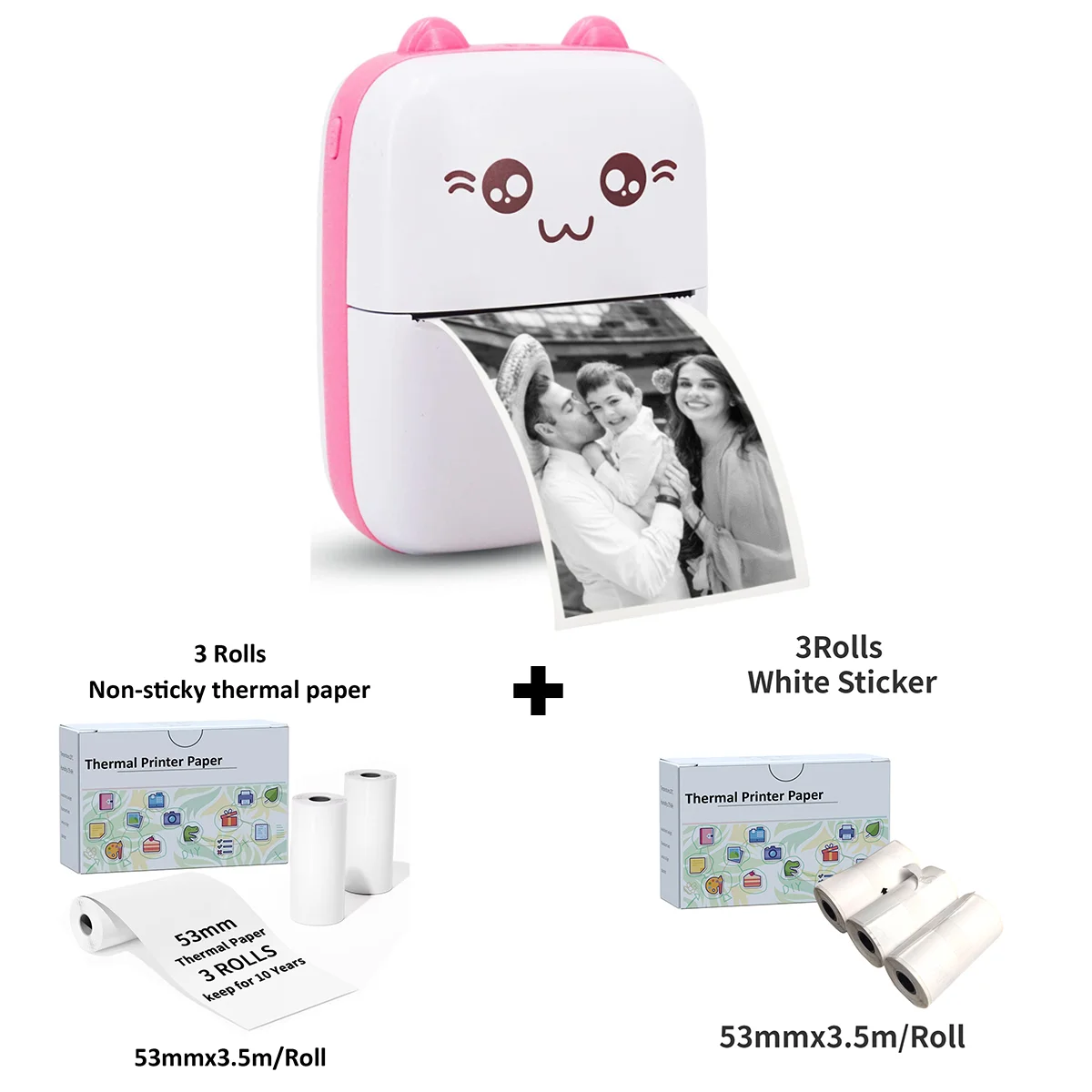 Drukarka termiczna Mini kieszonkowa Bluetooth do księga gości/etykietów/memo drukarka pokwitowań dla dzieci kobiety prezenty boże narodzenie iOS i