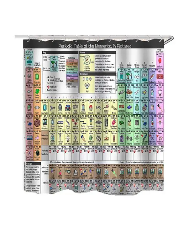 Periodic Table Of Elements Shower Curtain 3D Digital Printing Polyester Waterproof Curtain For Bathroom Decoration