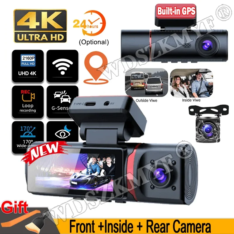 3 Lens Car Dvr 4K W…