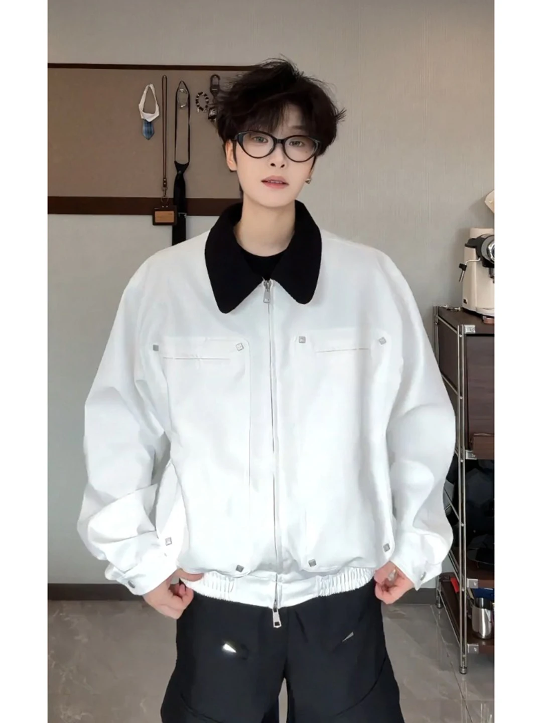 

Cleanfit Deconstructed Patchwork Baseball Jaet Men's Spring Autumn American Barn Sle ort Workwear Jaet Boys Faion