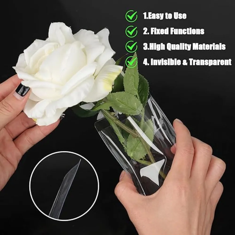 25Pcs No-Lapel Pin Pocket Boutonniere Plastic Sleeve Durable Clear Invisible Pocket Square Holder Multi-purpose Boutonniere Card