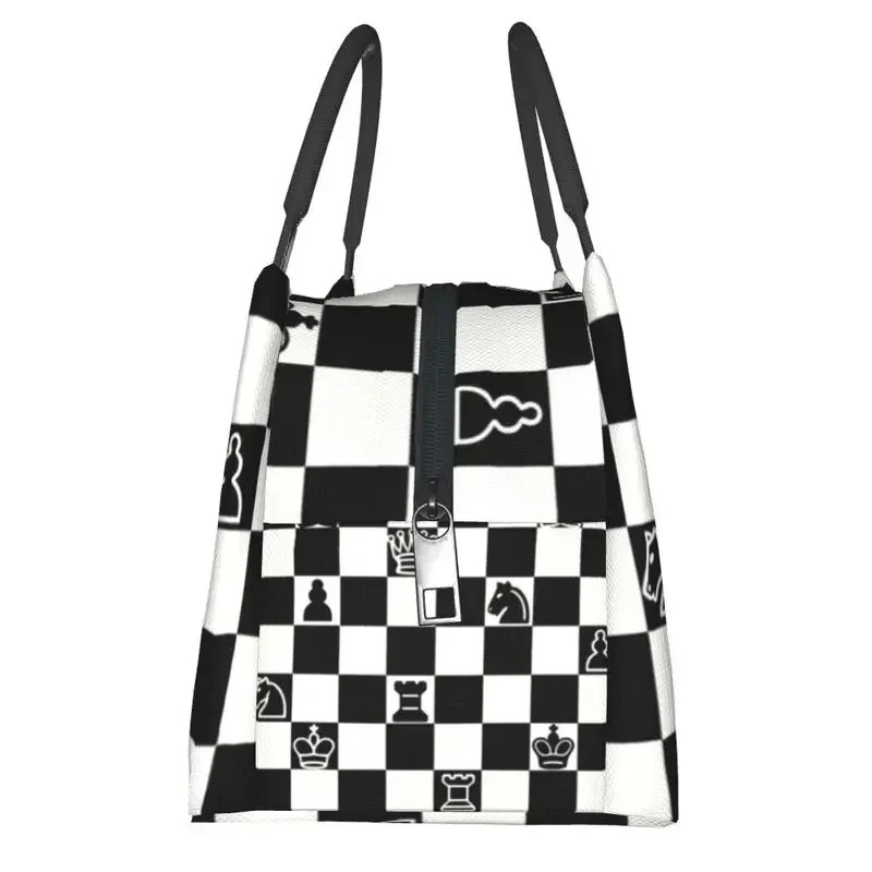 Fashion Chess Insulated Lunch Bags for Outdoor Picnic Chessboard Game Resuable Thermal Cooler Lunch Box Women lunchbag