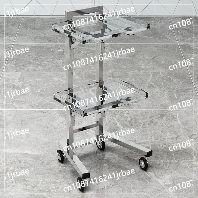 Beauty Salon Trolley Barber Shop Trolley Hair Salon Dedicated Stainless Steel Foldable Trolley Hair Salon Tool