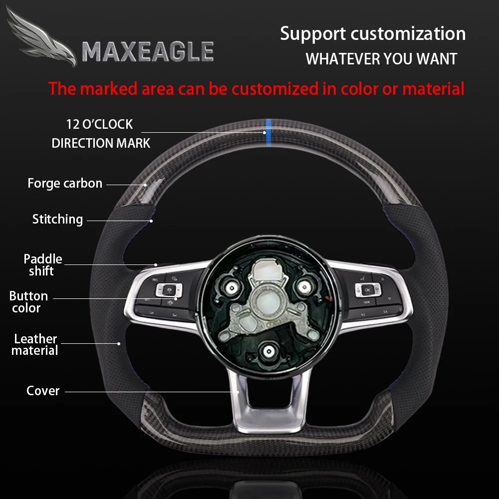 

MAXEAGLE руль из углеродного волокна для VW Golf MK7/7,5 GTI GTD GTE R 2013-2020 Polo GTI Tiguan Passat DSG