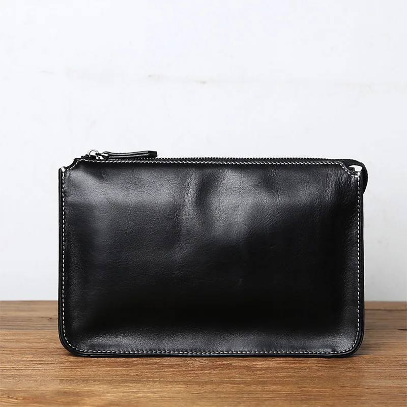 Nzpj Echt leder Herren Clutch Tasche natürliche Rindsleder Brieftasche große Kapazität Handy tasche lässig Business Umschlag für – Detail 5