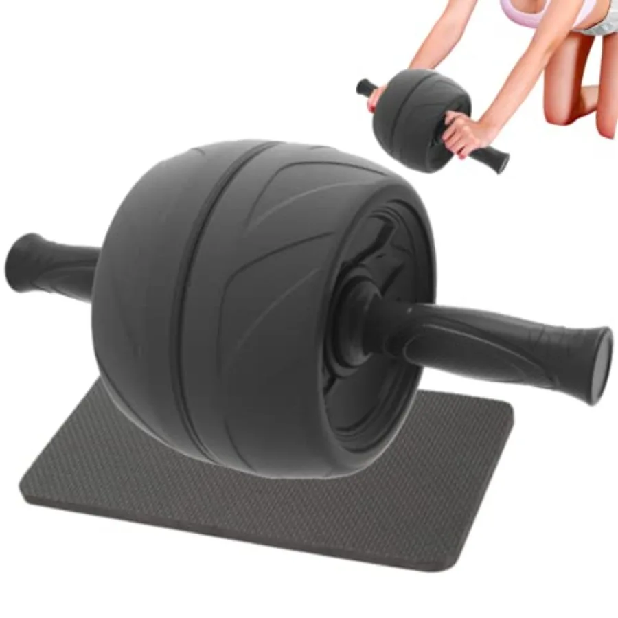 Ab Roller Wheel Abdominal Workout Extra Wide 5.5" Exercise Wheel Home Gym Fitness Equipment Core Strength Muscle Thick Knee Pad
