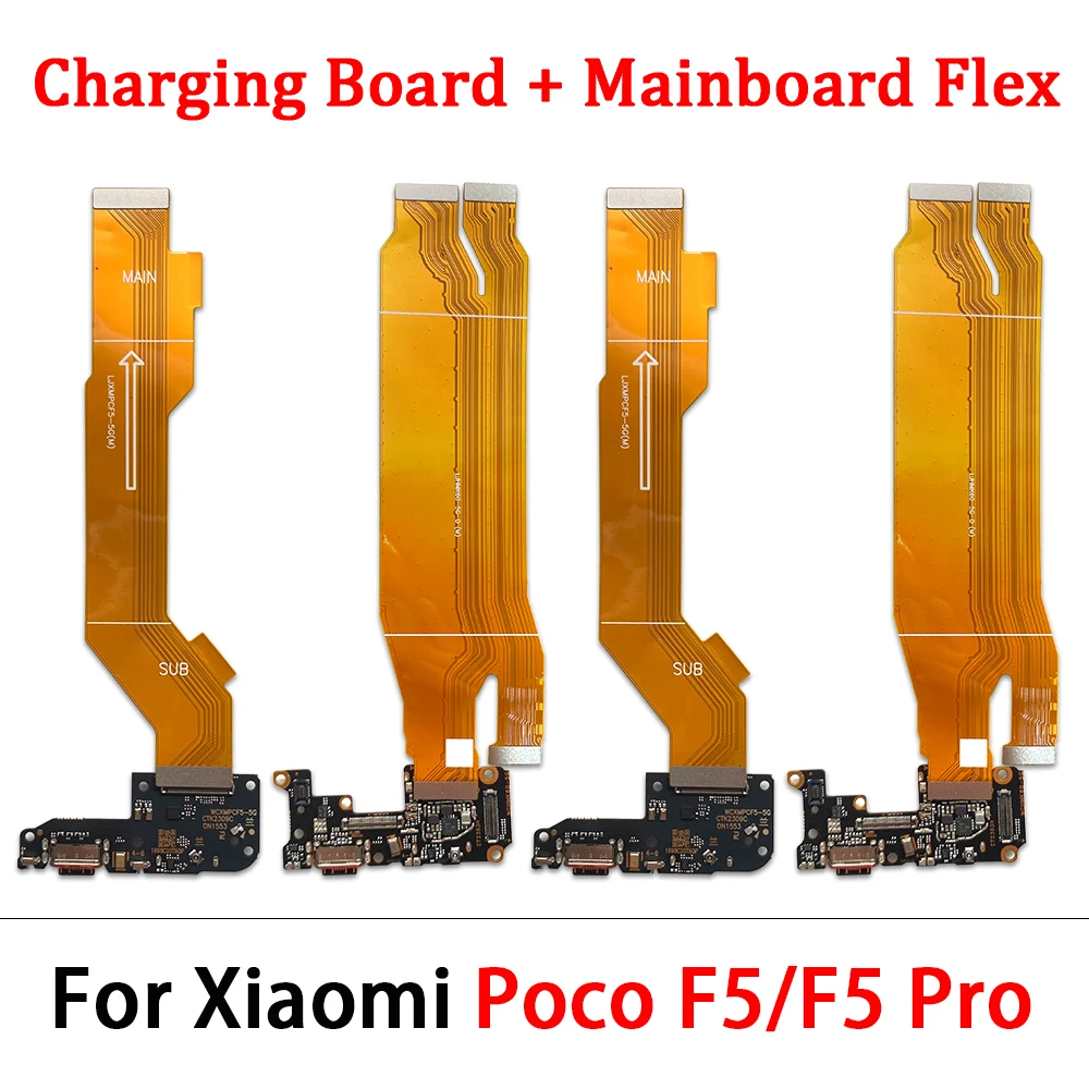 Mainboard Main Board Flex For Xiaomi Poco F5 Pro USB Board Charger Charging Dock Port Plug Connector Flex Cable