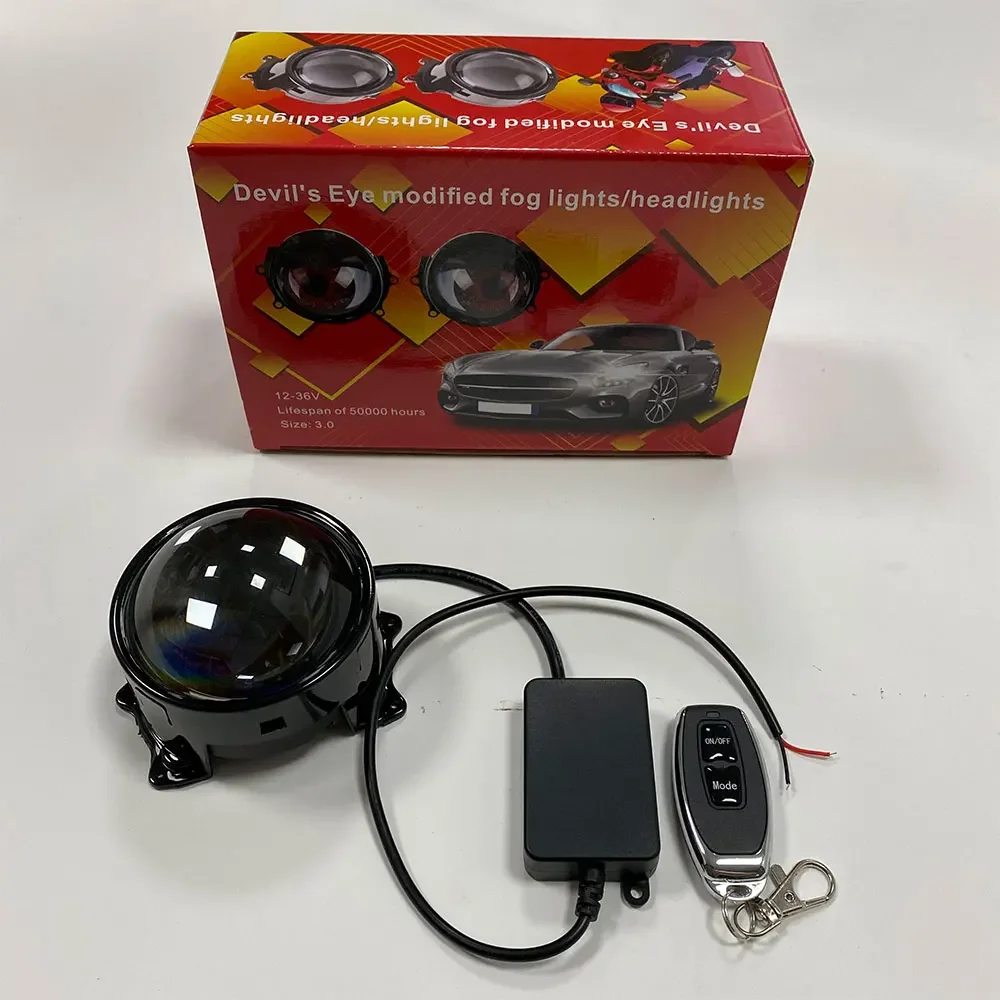 Car Dynamics Devil's Eye Remote Control 3-inch 12V Modified Car Lights 6-speed+Automatic Mode