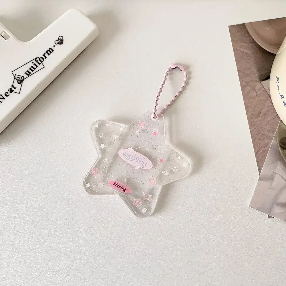 Tragbarer Fotokartenhalter aus Acryl mit glitzerndem Stern, Schlüsselanhänger, 2,5 cm, Ausweishülle für Studenten, Kpop Idol, Fototasche, langlebige Kartenaufbewahrung