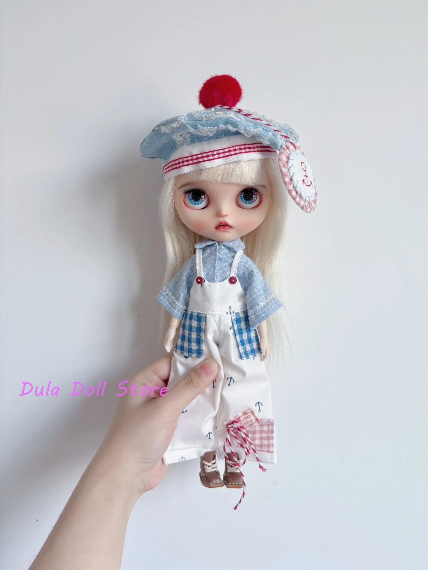Dula Doll Clothes and dress Blue shirt white suspenders little sailor sui Blythe ob24 ob22 ICY JerryB 1/6  Doll Accessories